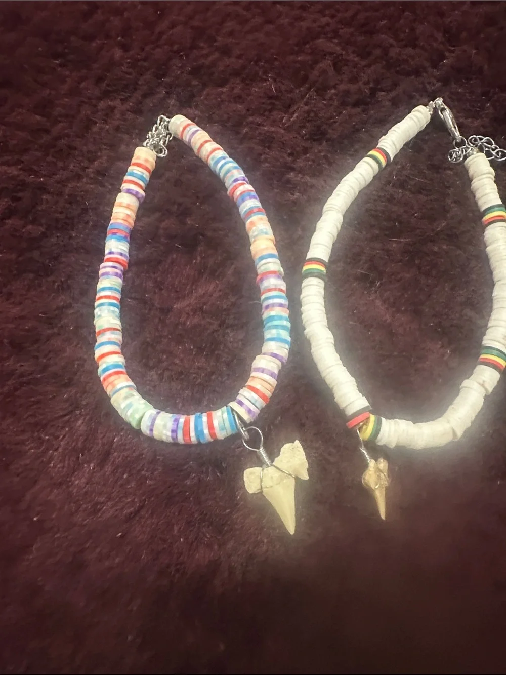 Kids Multicolor Beaded Necklace with Gold Shark Tooth Charm